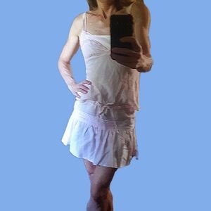 Vintage designer pink linen miniskirt